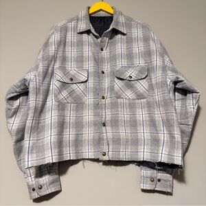 Deconstructed Lined Flannel Plaid Cropped XL